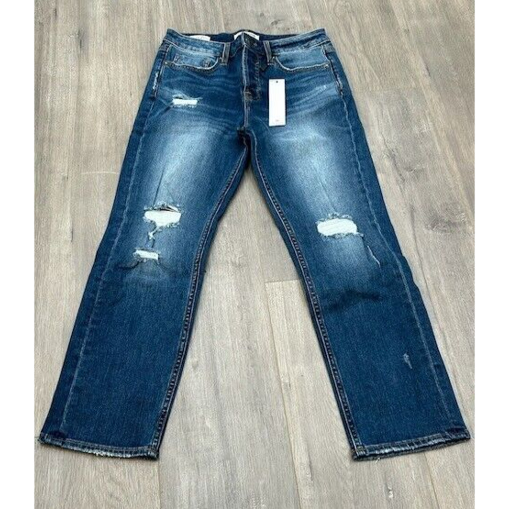 Vigoss Frankie Slim Straight Mom Jeans Distressed Denim Size 27 NWT Streetwear